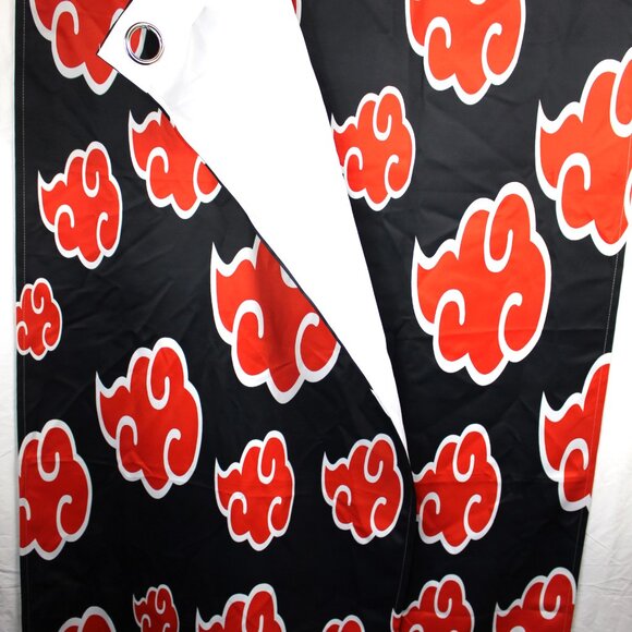 Naruto Akatsuki Logo Red & Black Pair Blackout Window Curtain Panels - Picture 5 of 6